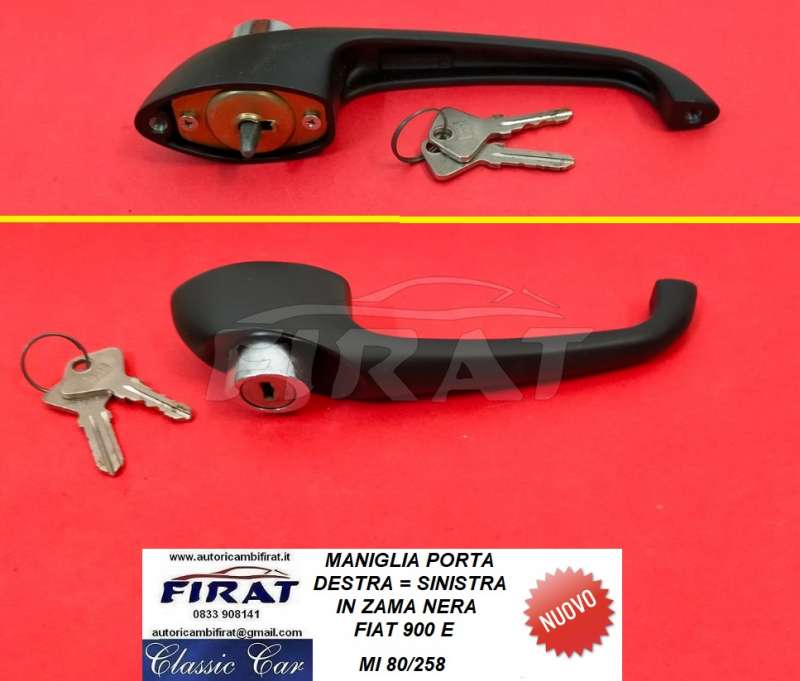 MANIGLIA PORTA FIAT 900 E DX = SX NERA (80/258)